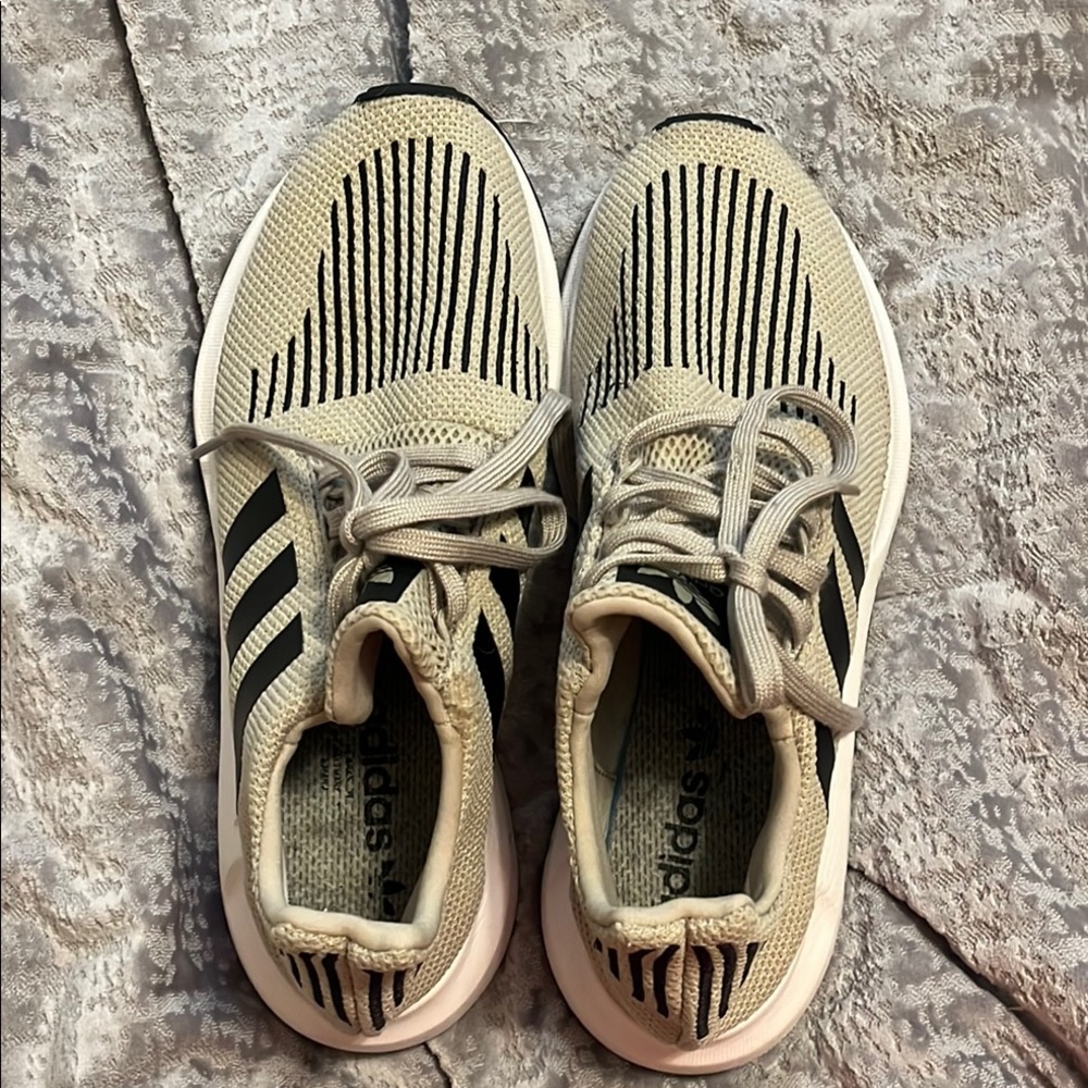 adidas Tan and Black Athletic Sneakers